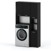 Zestaw Łazienkowy Hugo Szafka Stojąca Nad Pralkę Słupek Loft Czarny Mat