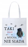 Torba Biała Eco Shopper Dla Pilota Z Nadrukiem Ze Zdjęciem