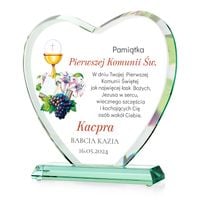 Prezent na komunię PAMIĄTKA statuetka szklana serce na komunię