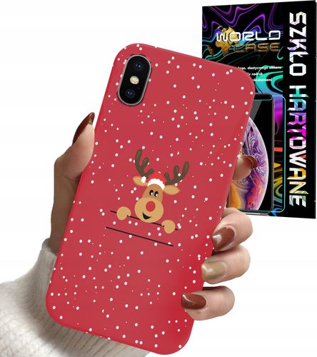 ETUI DO IPHONE XS MAX - ŚWIĄTECZNE WZORY RENIFER MIKOŁAJ + SZKŁO na Arena.pl