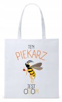 Dla Piekarza Prezent Torba Eco Biała Shopper Z Nadrukiem Ze Zdjęciem