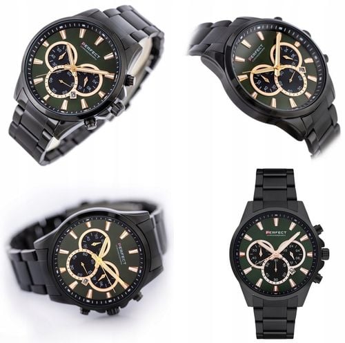 ZEGAREK MĘSKI PERFECT TONY +BOX +GRAWER złoty datownik cyfry czytelny na Arena.pl