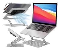 PODSTAWKA POD LAPTOP CHŁODZĄCA 12-17" REGULOWANA ALUMINIOWA NA BIURKO CICHA