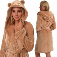 Pluszowy szlafrok damski miś z kapturem WIĄZANY w PASIE HENDERSON FIORA - M