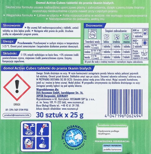 DOMOL TABLETKI DO PRANIA TKANIN BIAŁYCH 30 SZT na Arena.pl