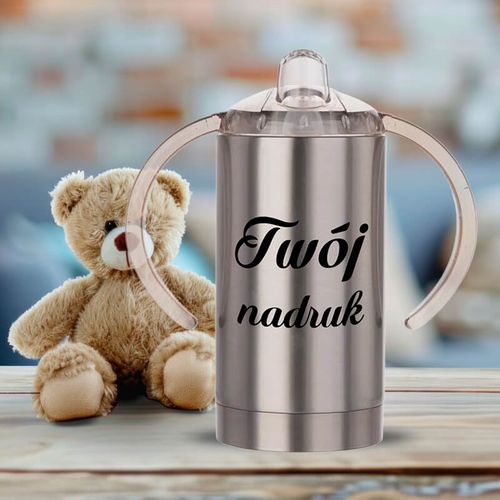 Srebrny kubek niekapek dla dzieci z dowolnym nadrukiem na Arena.pl