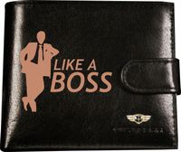 Portfel męski skórzany GRAWEROWANY prezent dla SZEFA TWÓJ TEKST + imię