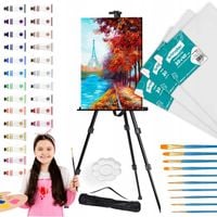 ZESTAW MALARSKI ARTYSTYCZNY SZTALUGA FARBY PŁÓTNA PĘDZLE MALOWANIA PREZENT