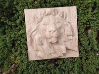 Obraz płaskorzeźba w drewnie z Lwem Lew kot 80 cm