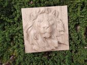 Obraz płaskorzeźba w drewnie z Lwem Lew kot 80 cm