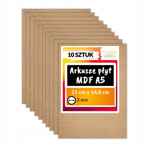 Płyta MDF do cięć laserem 210 x 148 x 3mm A5 x 10 zdjęcie 1