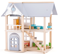 Woodyland Drewniany domek dla lalek 2 piętra Willa + Mebelki