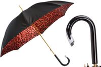 PASOTTI Parasol 93cm Czarny Leopard Czerwony Podwójny Acetate LUX