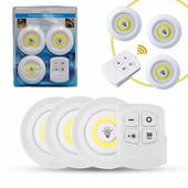 3x LAMPKA COB BEZPRZEWODOWA LAMPA SAMOPRZYLEPNA NA BATERIE 2 TRYBY + PILOT