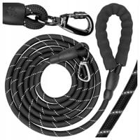 SMYCZ DLA DUŻEGO PSA MOCNA TRENINGOWA GRUBA ODBLASKOWA DŁUGA CZARNA 3m