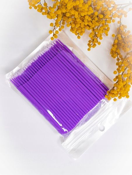 MIKRO APLIKATORY DO RZĘS BEZWŁÓKIENKOWE FIOLETOWE 100 szt zdjęcie 2