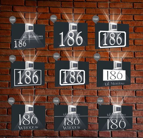 antracyt TABLICZKA ADRESOWA nierdzewna dibond oświetlony numer domu 30x20 na Arena.pl