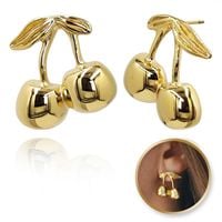 kolczyki ze stali szlachetnej platerowane 14k złotem wisienki kst3356