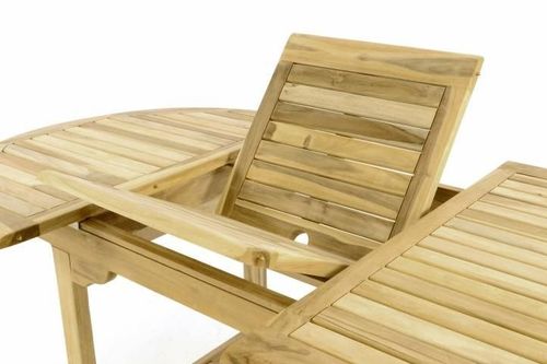 Stół ogrodowy wykonany z drewna tekowego DIVERO - 120/170 cm na Arena.pl