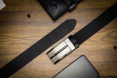 Klasyczny Czarny Męski pasek SKÓRZANY CZARNY 120cm na Arena.pl