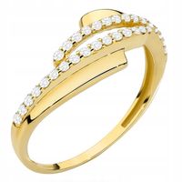 ZŁOTY PIERŚCIONEK pr. 585 Przewlekany Zawijany z Cyrkoniami 14k r.14