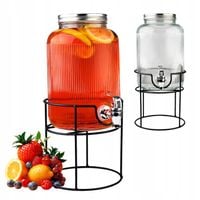 SŁÓJ z KRANIKIEM na STOJAKU 4L na LEMONIADE alkohol DYSTRYBUTOR RYFLOWANY