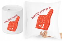 Na Walentynki Zestaw Poduszka + Skarbonka Prezent Z Nadrukiem Ze Zdjęciem