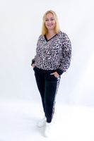 Welurowy dres w panterkę Czarno-brązowy UNI DUŻY