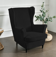 Pokrowiec Na Fotel Uszak Czarny Welur Elastyczny [30W-Czn]