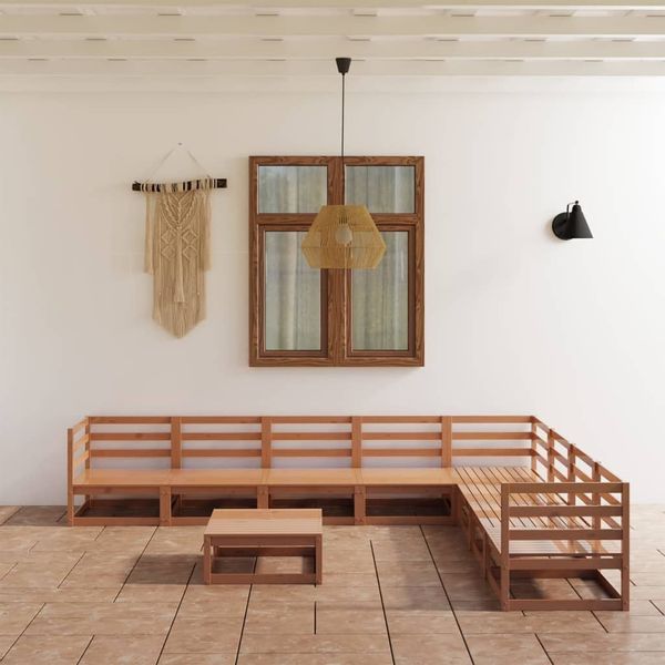 Emaga 9-cz. zestaw wypoczynkowy do ogrodu, miodowy brąz, sosnowy zdjęcie 1