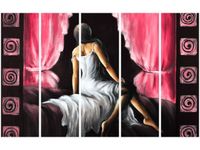 70CM 150CM OBRAZ 5 ELEM PIĘKNA DZIEWCZYNA CZERWIENI ŚCIENNY