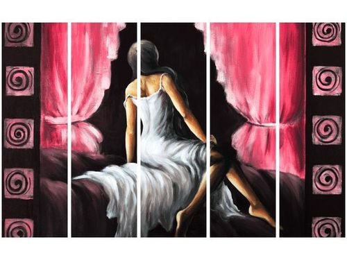 70CM 150CM OBRAZ 5 ELEM PIĘKNA DZIEWCZYNA CZERWIENI ŚCIENNY na Arena.pl