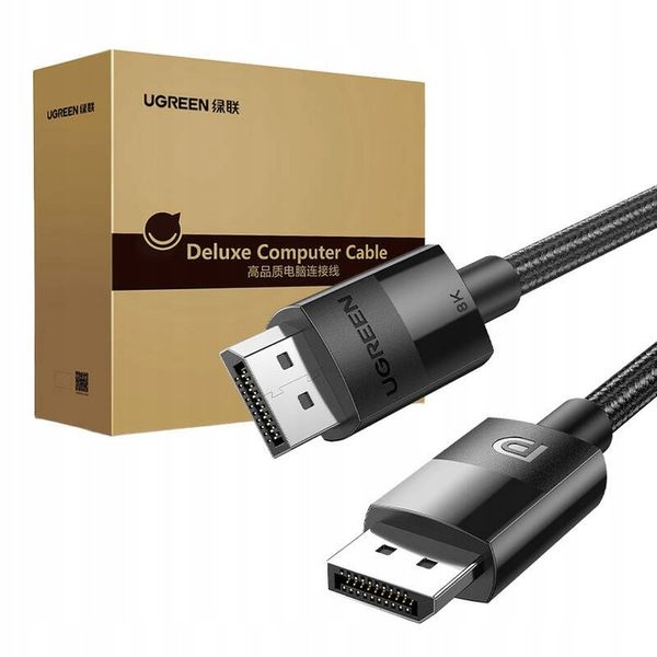 UGREEN KABEL PRZEWÓD VIDEO 2X DISPLAY PORT DP 1.4 8K 60 HZ HDR W OPLOCIE 1M zdjęcie 2