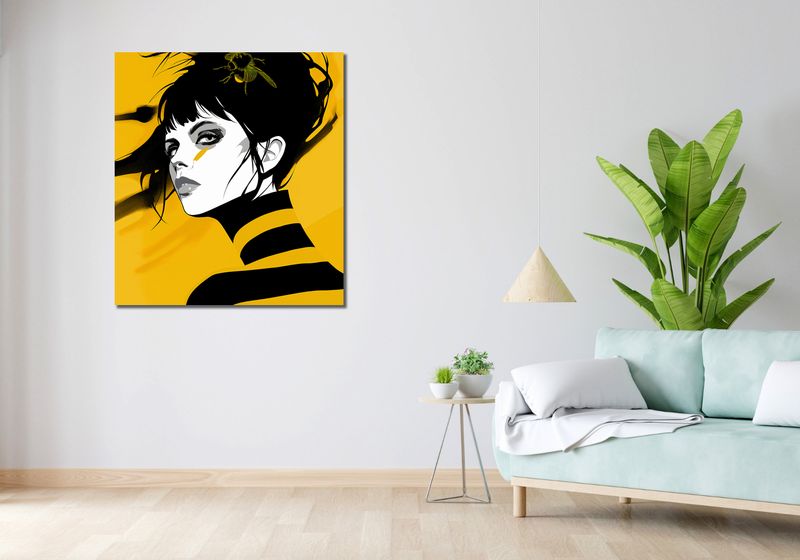 Obraz 90x100cm Żółty Wdzięk zdjęcie 2