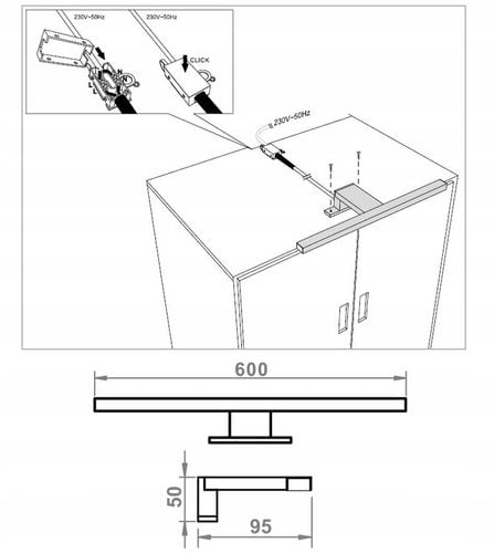 Lampa LED meblowa kinkiet łazienkowy nad szafkę lustro ALA 60cm na Arena.pl