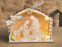 Szopka stajenka drewniana podświetlana prezent na Boże Narodzenie