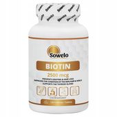 Biotyna 2500 mcg 120 Tabletek – Włosy, Skóra, Paznokcie – Biotin Sowelo