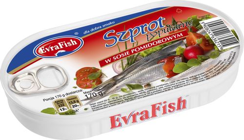 Evrafish Szprot w sosie pomidorowym 170 g na Arena.pl