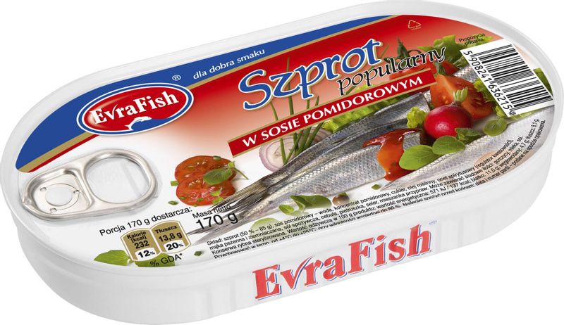 Evrafish Szprot w sosie pomidorowym 170 g zdjęcie 2
