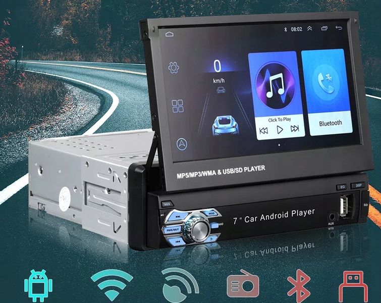 Radio samochodowe 1DIN MULTIMEDIALNE 7 cali ANDROID 12 BT kamera zdjęcie 9