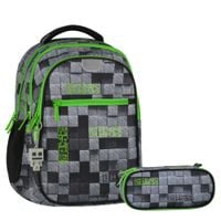 zestaw plecak szkolny + piórnik saszetka usztywniana pixel game 2
