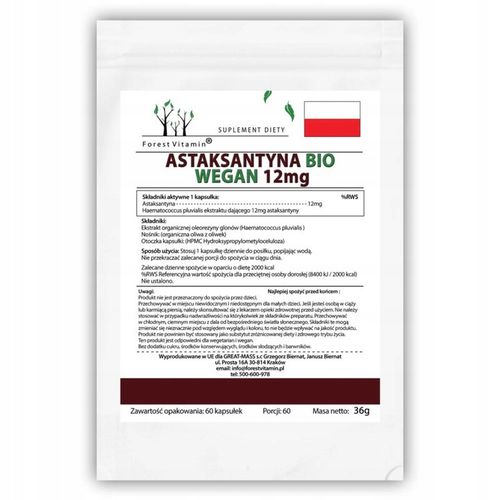 Forest Vitamin ASTAKSANTYNA 12mg 60 kaps. na Arena.pl