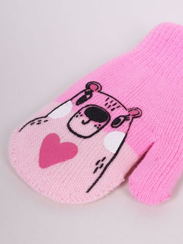 Rękawiczki dziewczęce jednopalczaste ze sznurkiem z misiem 16 cm YOCLUB na Arena.pl