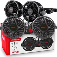 Wiatrak samochodowy wentylator do auta na zagłówek z ładowarką 2x USB 12V