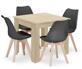 Zestaw stół 80x80 dąb sonoma + 4 krzesła czarne do kuchni jadalni