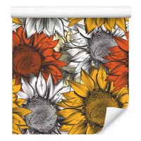 Tapeta na korytarz kolorowe słoneczniki kwiaty