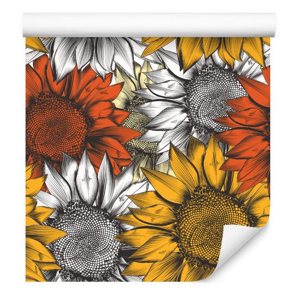 Tapeta na korytarz kolorowe słoneczniki kwiaty zdjęcie 1