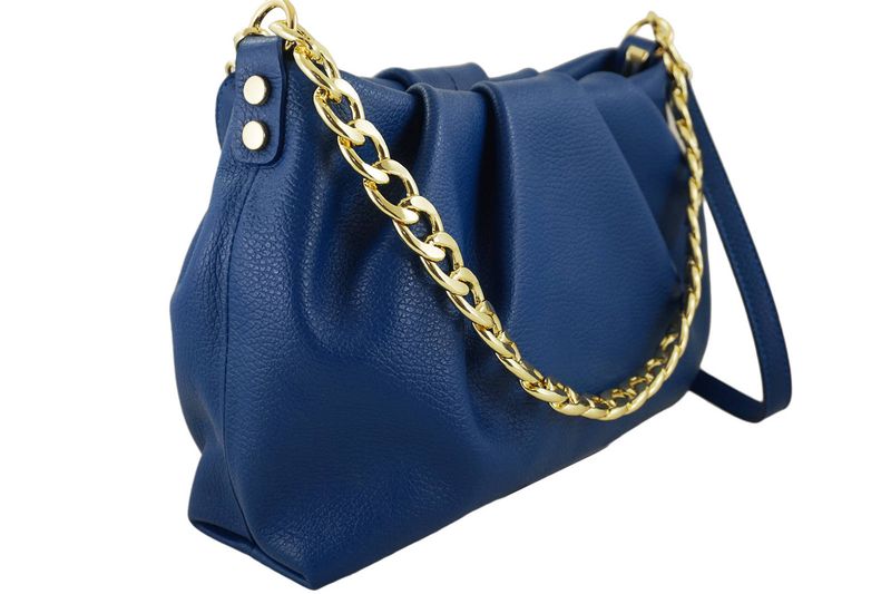 Marszczona torebka z łańcuszkiem - Chabrowa zdjęcie 2