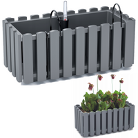 SKRZYNKA BALKONOWA DONICZKA 38cm Z UCHWYTAMI szara miernik wilgoci Kam