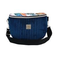 Torebka-Nerka Sztruksowa Granatowa z motywem Kolorowa Dżungla – handmade